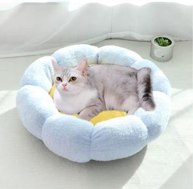 Cama Antiestrés para Mascotas Perros Gatos 55cm Flor Felpa-2