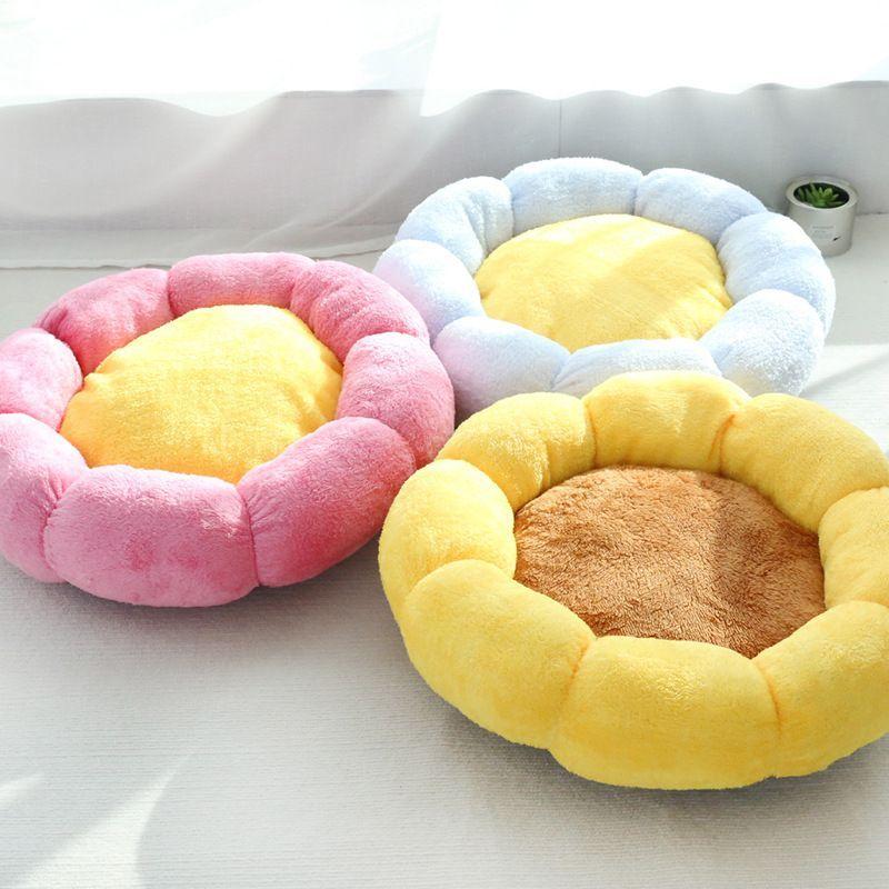 Cama Antiestrés para Mascotas Perros Gatos 55cm Flor Felpa-5