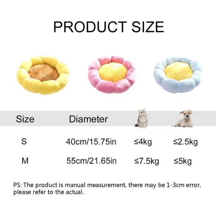 Cama Antiestrés para Mascotas Perros Gatos 55cm Flor Felpa-7
