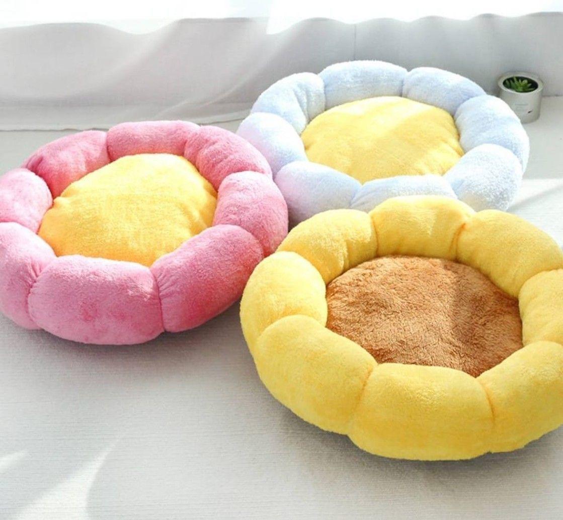 Cama Antiestrés para Mascotas Perros Gatos 55cm Flor Felpa-1