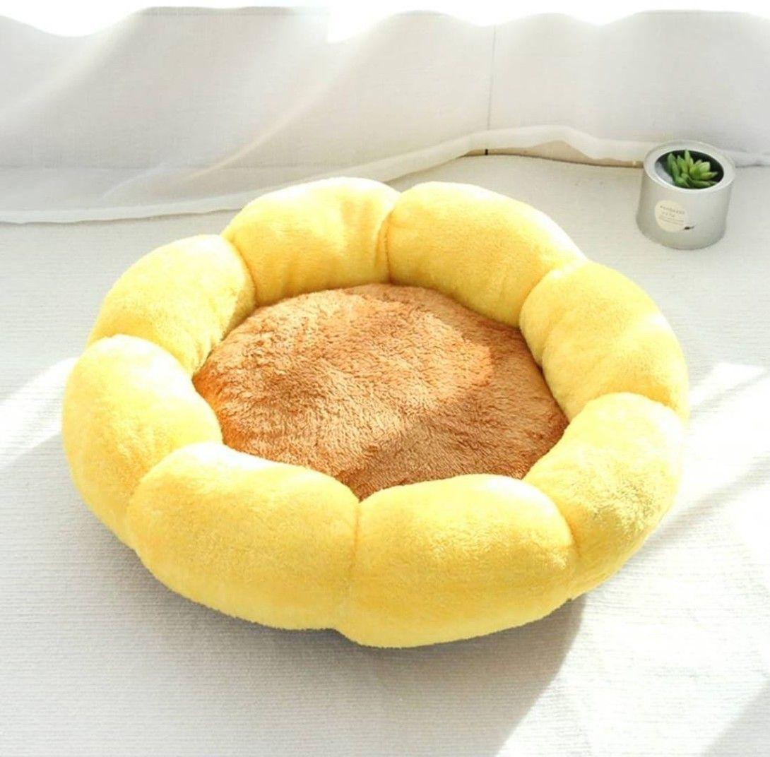 Cama Antiestrés para Mascotas Perros Gatos 55cm Flor Felpa-0