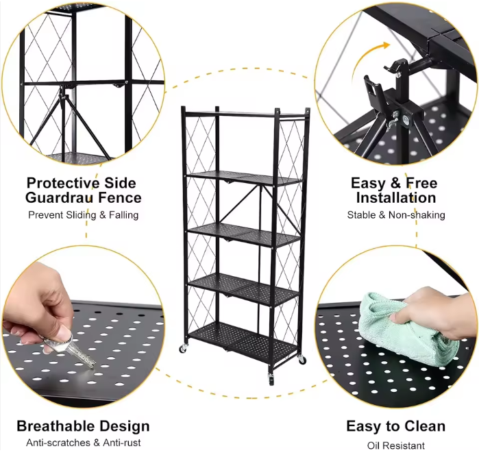 Estante Plegable Rack Metálico Organizador Multiuso 5 Niveles-3