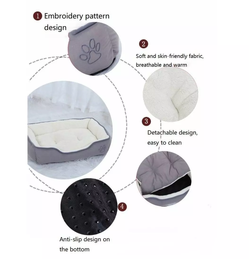 Cama Premium 2 Piezas para mascotas Color Talla L Gris-4