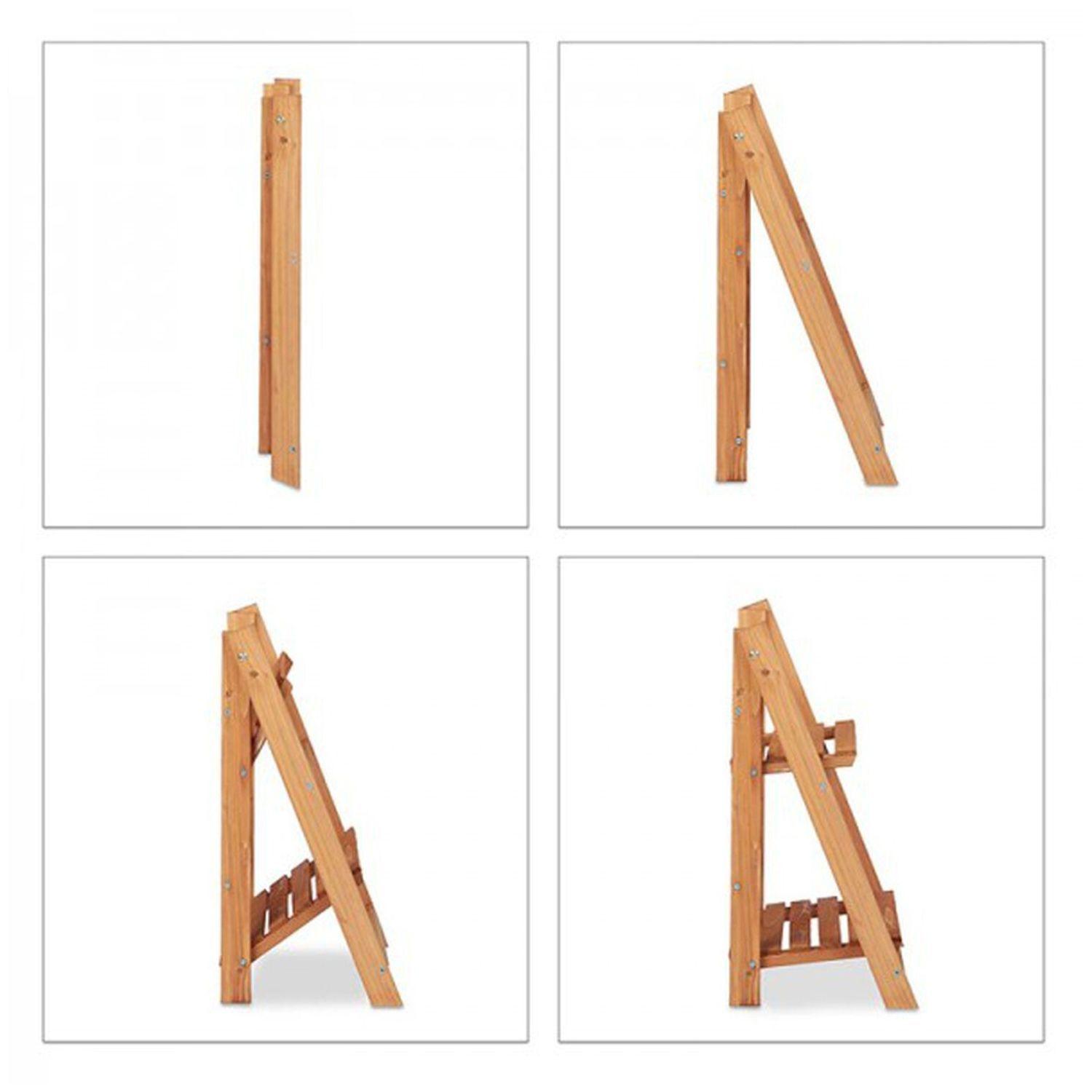 Estante plegable para plantas de madera 2 niveles natural-3
