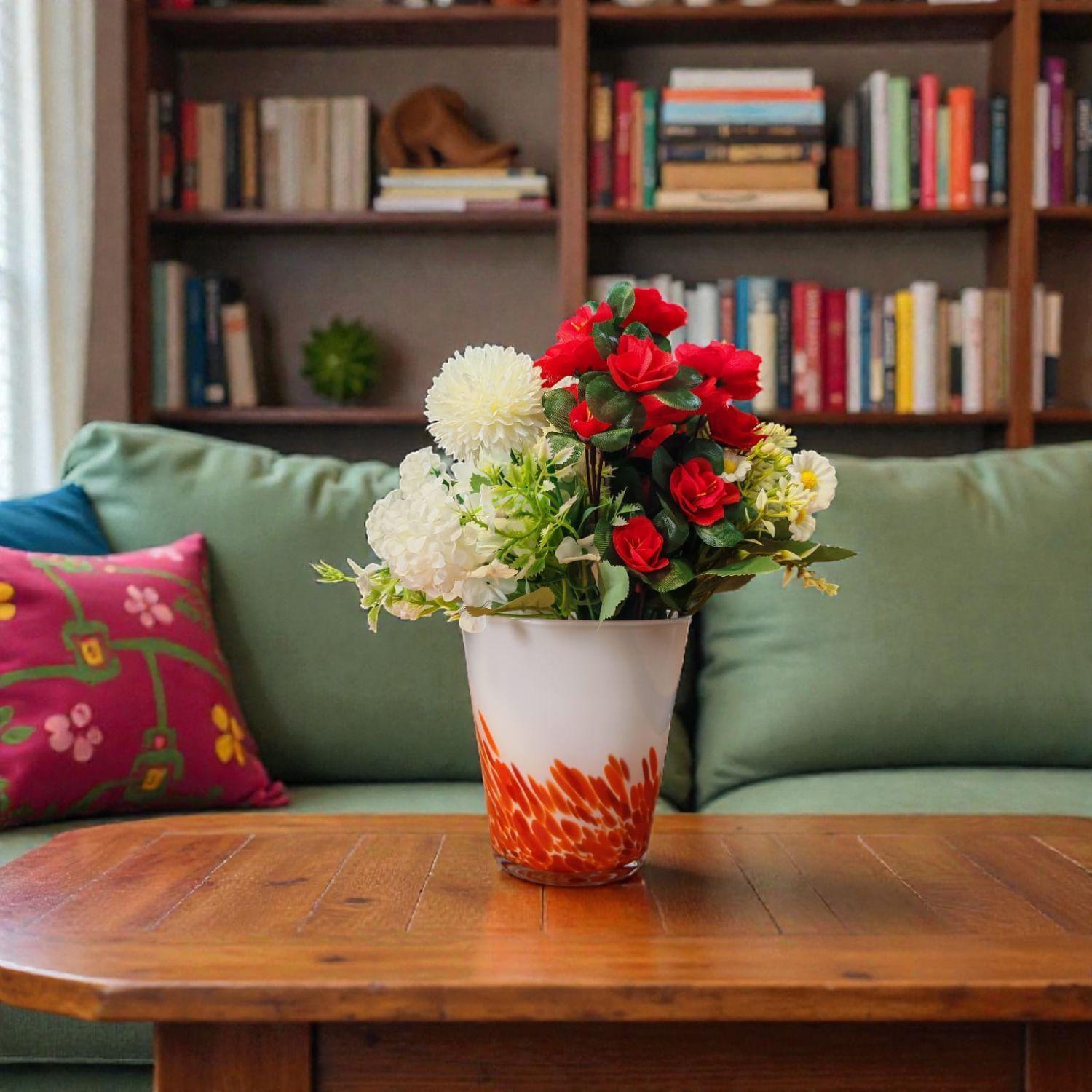 Florero de vidrio fabricado en polonia 16 cm rojo-3