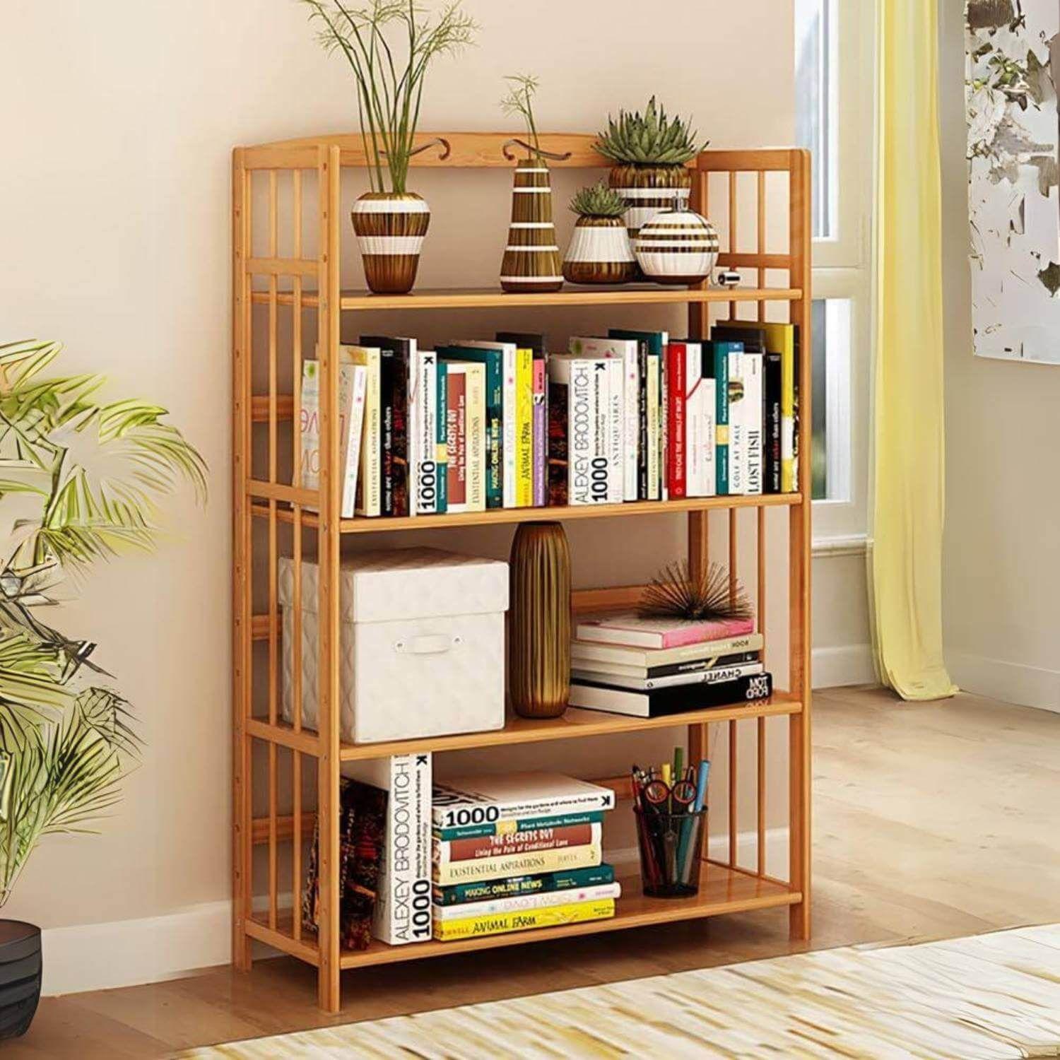 Estante organizador de 4 niveles madera bambú 119x67x26cm-2