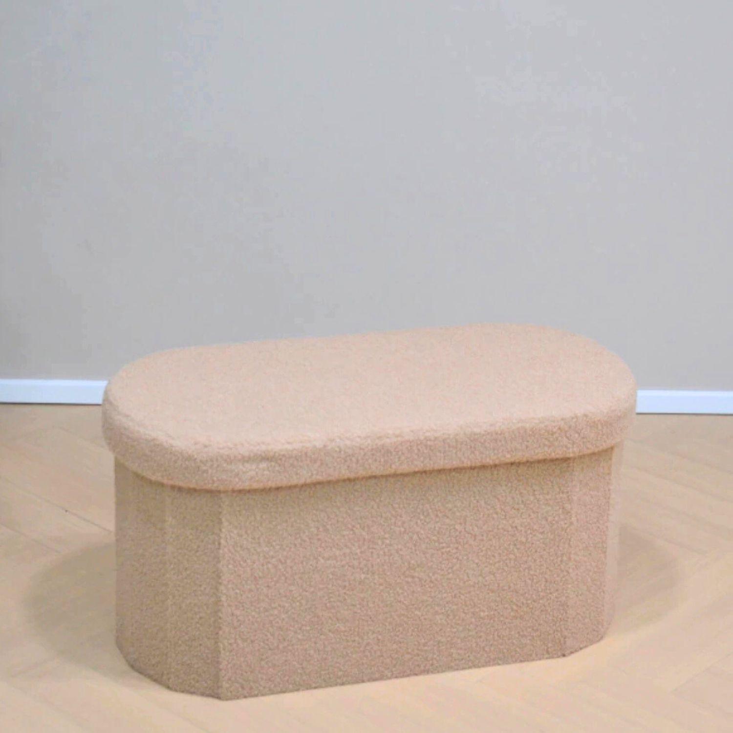 Baúl plegable ovalado bouclé café-2