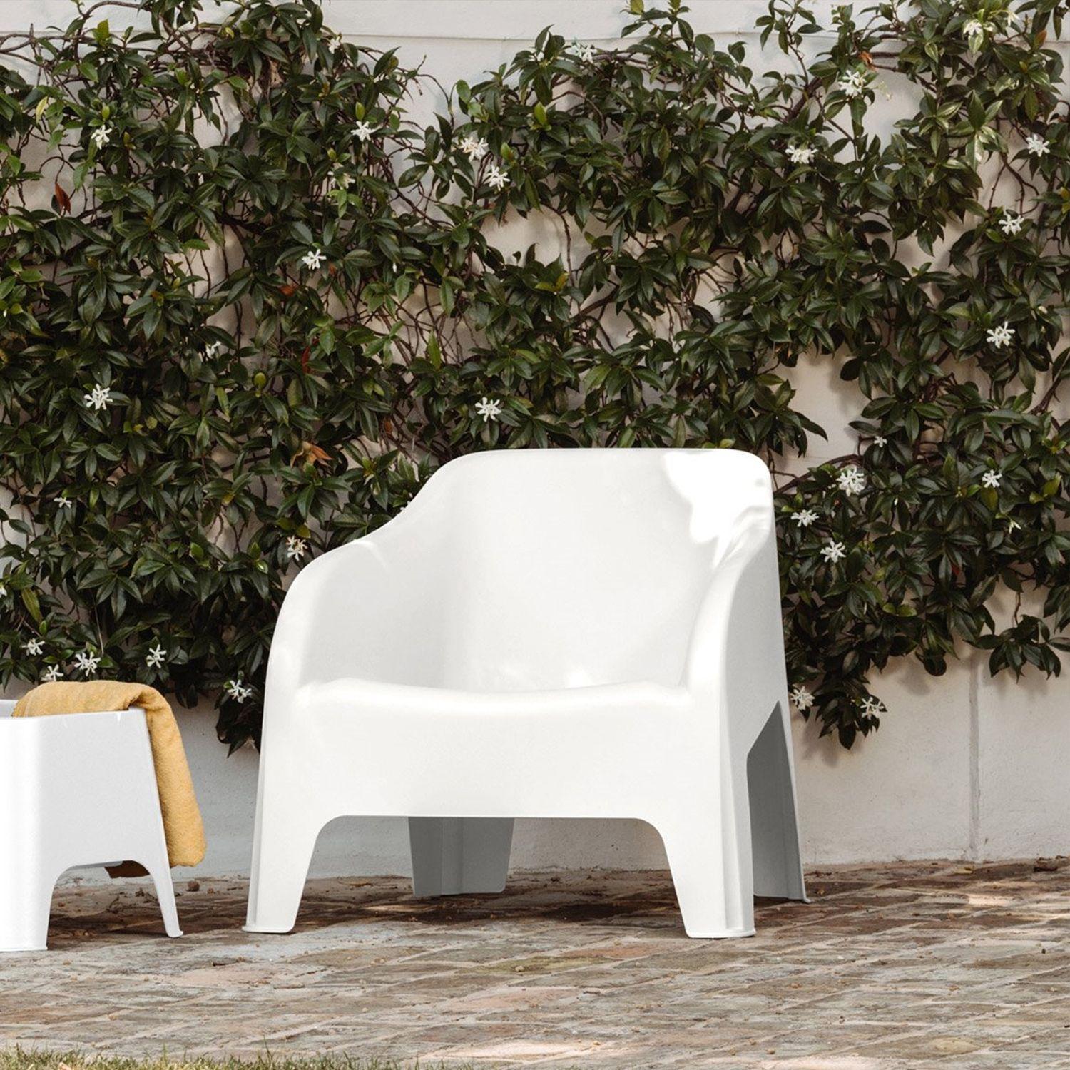 Silla de jardín italiana poltrona resina blanco 79x76,5x70cm-5