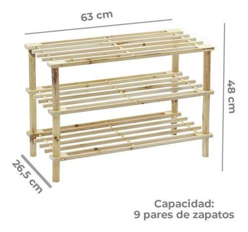Zapatero organizador de madera con 3 niveles-1