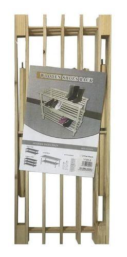 Zapatero organizador de madera con 3 niveles-4