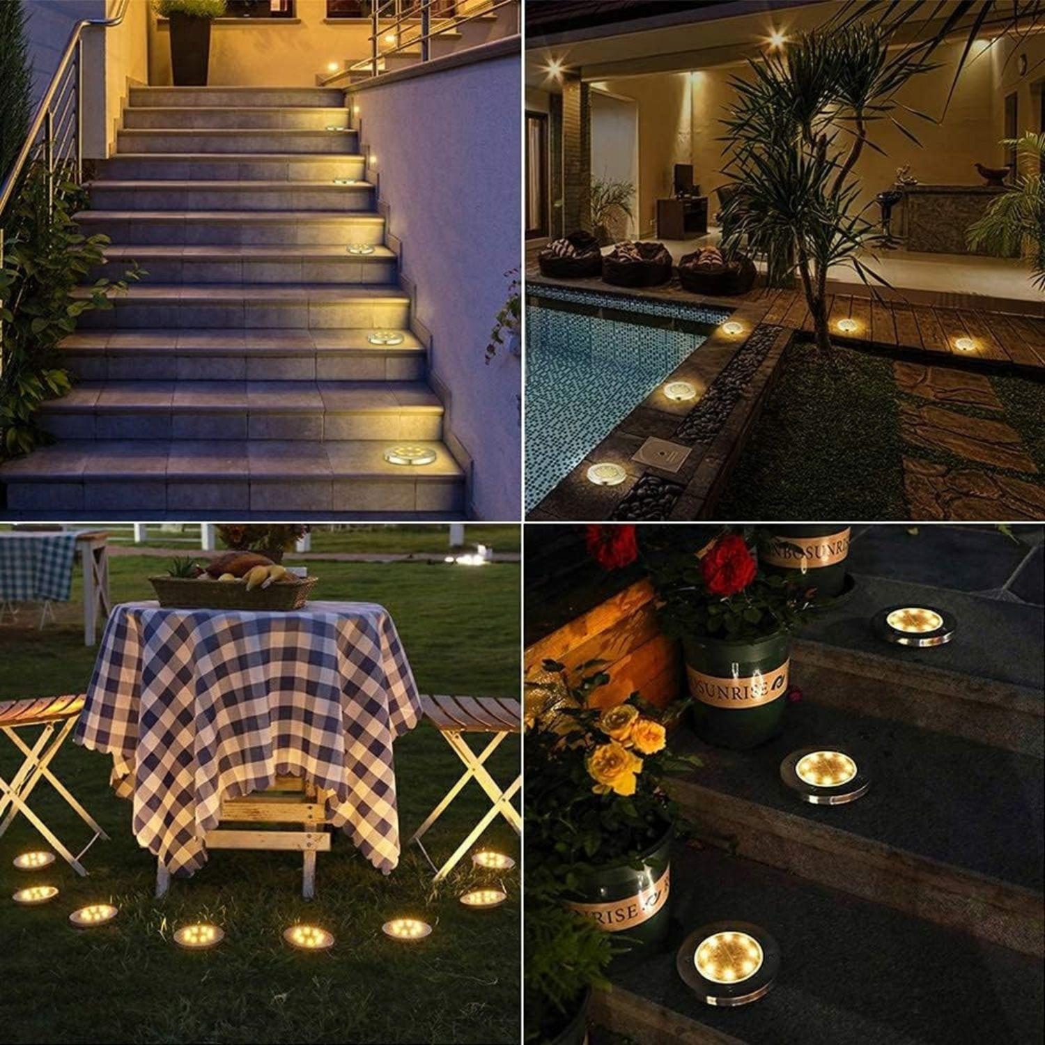 Set 4 focos led carga solar para jardín con estaca-4