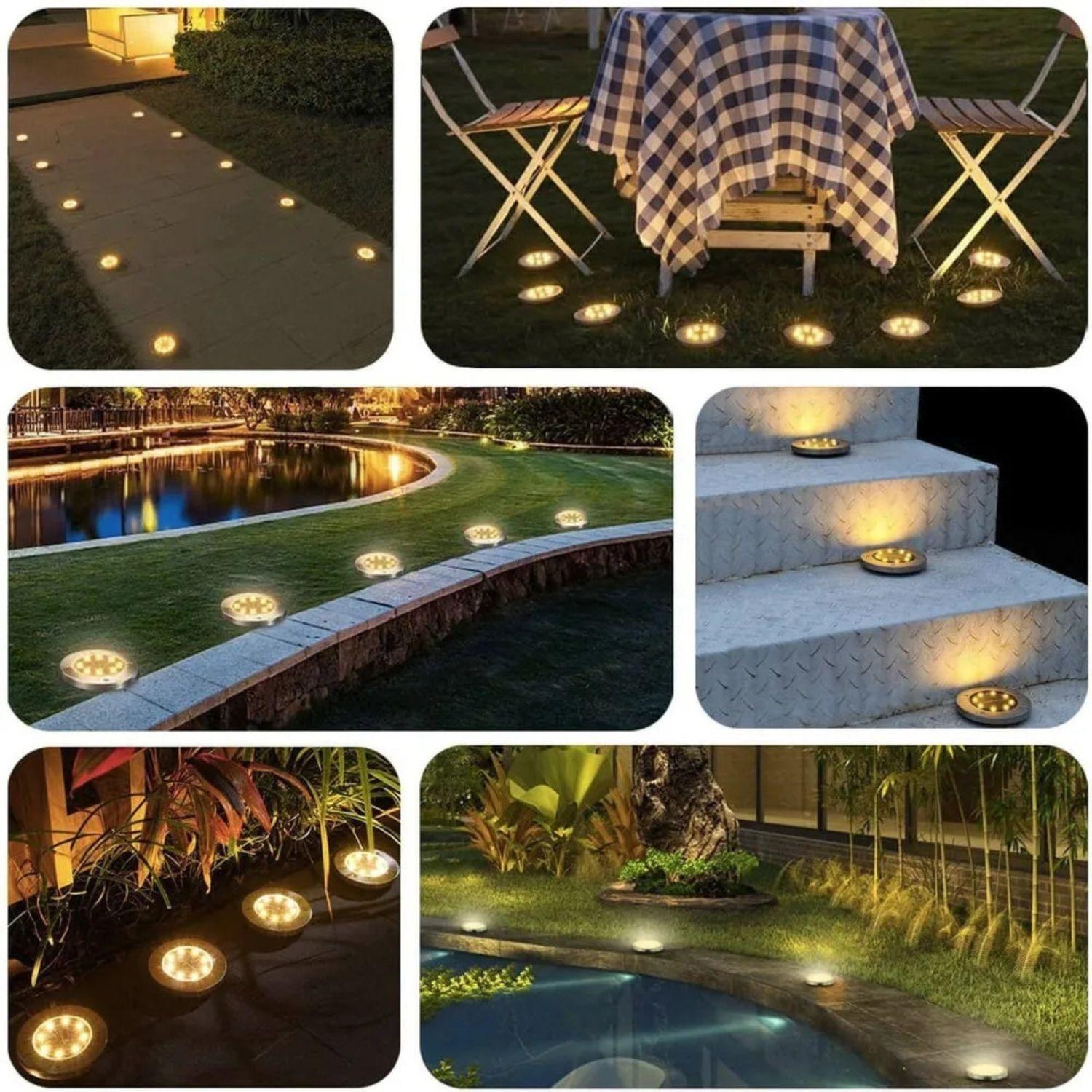 Set 4 focos led carga solar para jardín con estaca-5