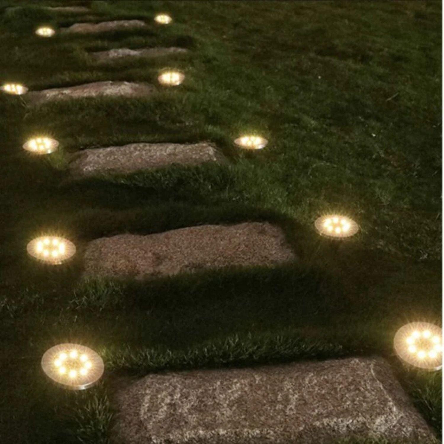 Set 4 focos led carga solar para jardín con estaca-7