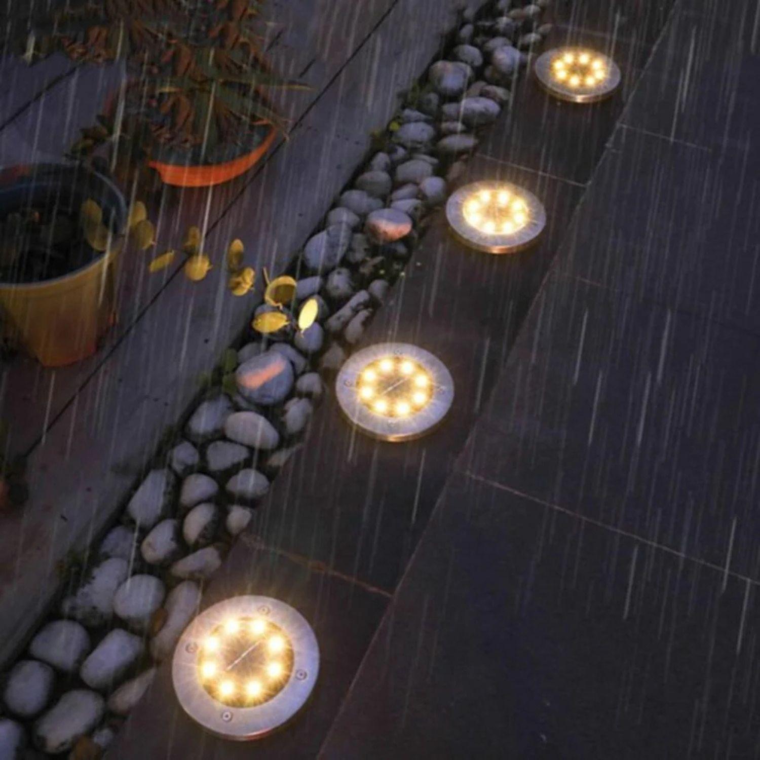 Set 4 focos led carga solar para jardín con estaca-8