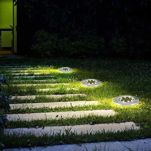 Set 4 focos led carga solar para jardín con estaca-9