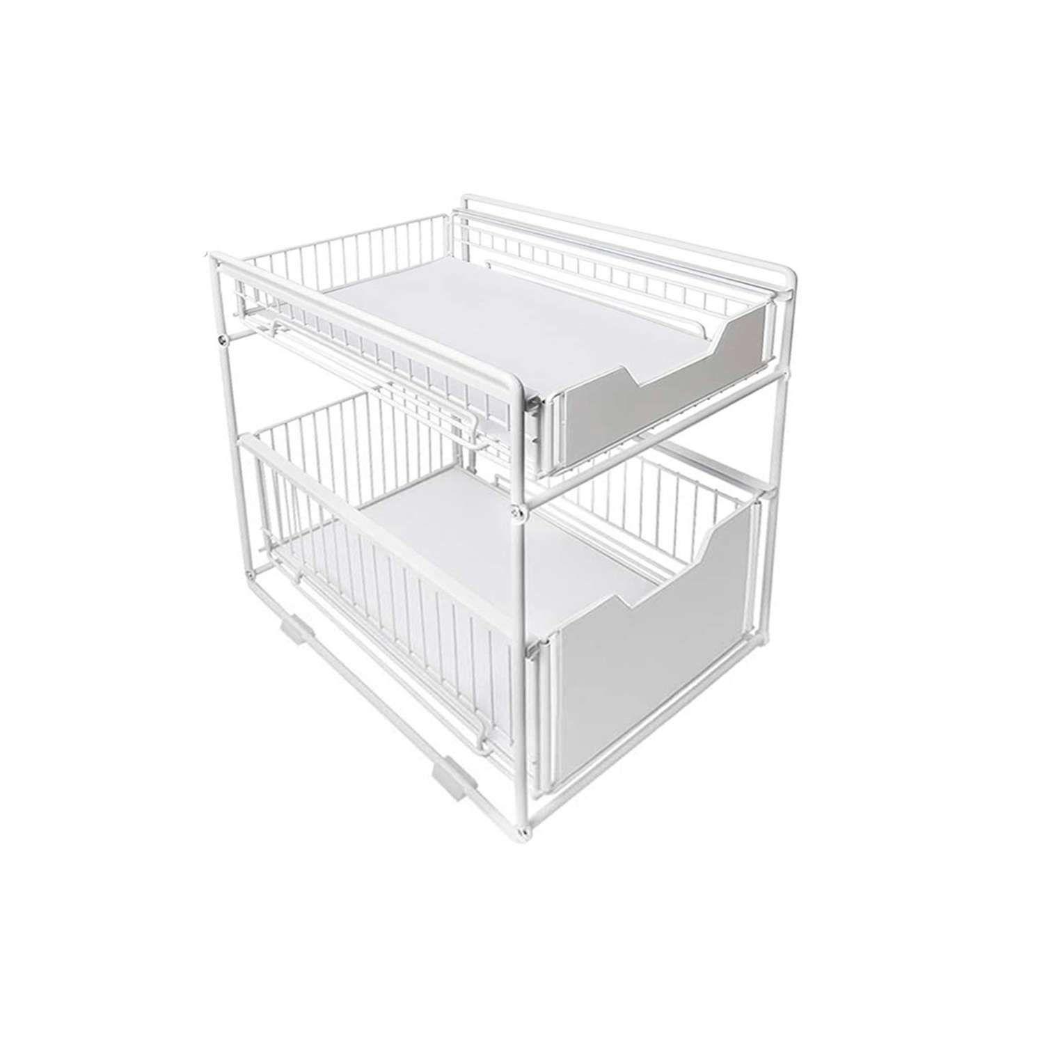 Organizador cesta de cocina y baño 2 niveles blanco-0