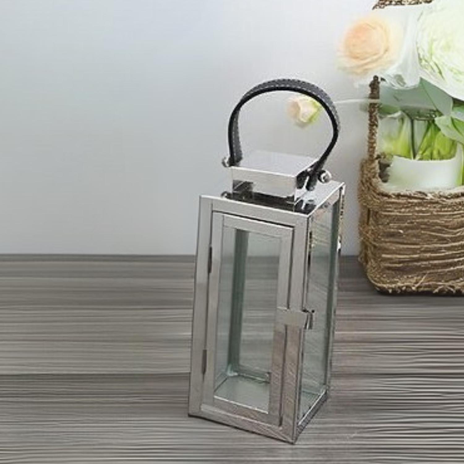 Farol con asa de cuero 25 cm-3