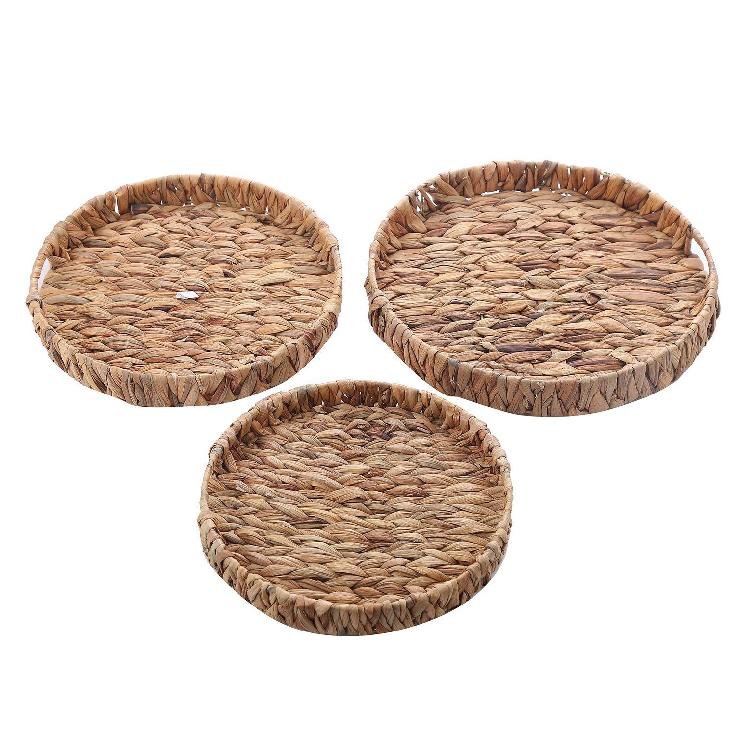 Set 3 bandejas redondas de fibra natural-0