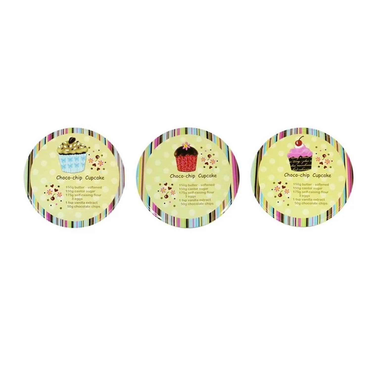 Set de 3 canister redondos de metal diseño cupcakes-2