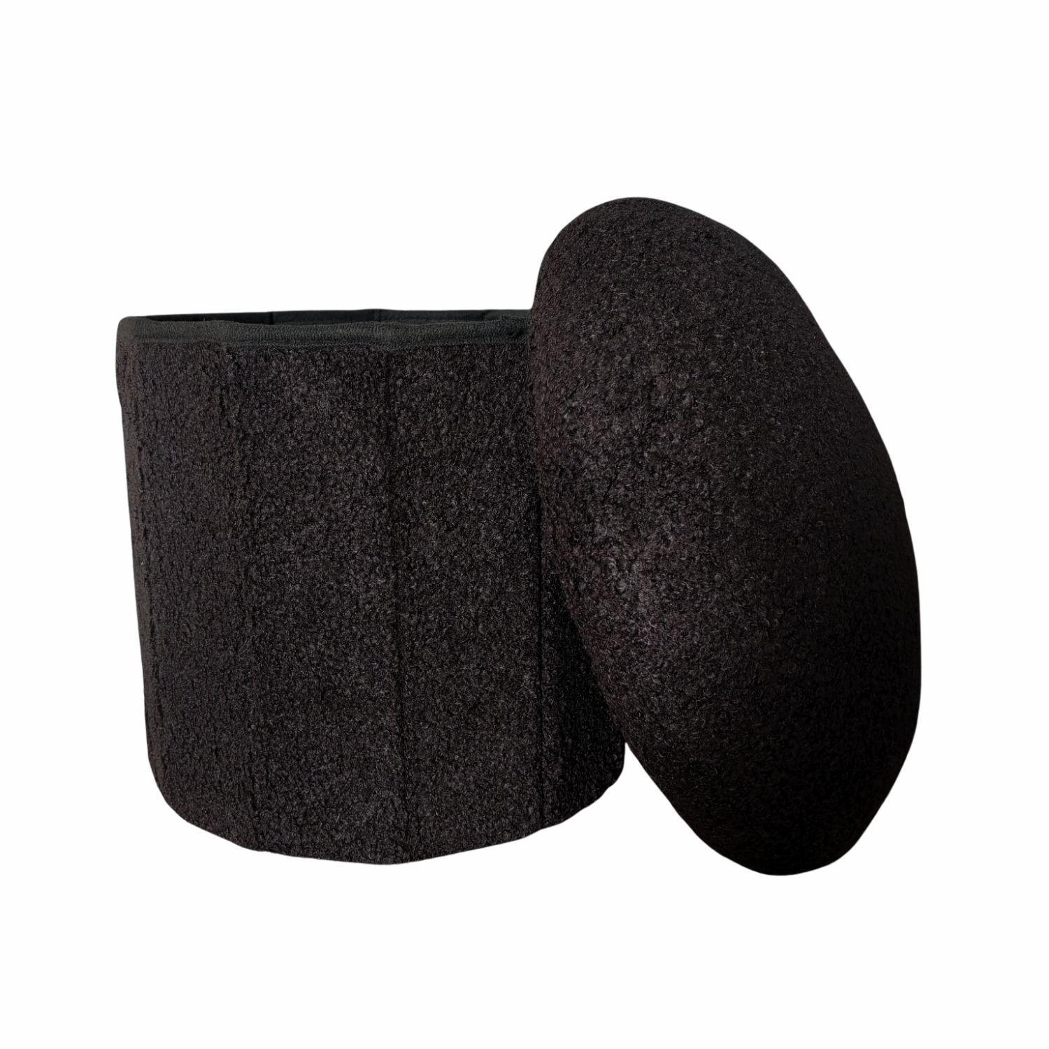 Puff baúl redondo bouclé-2