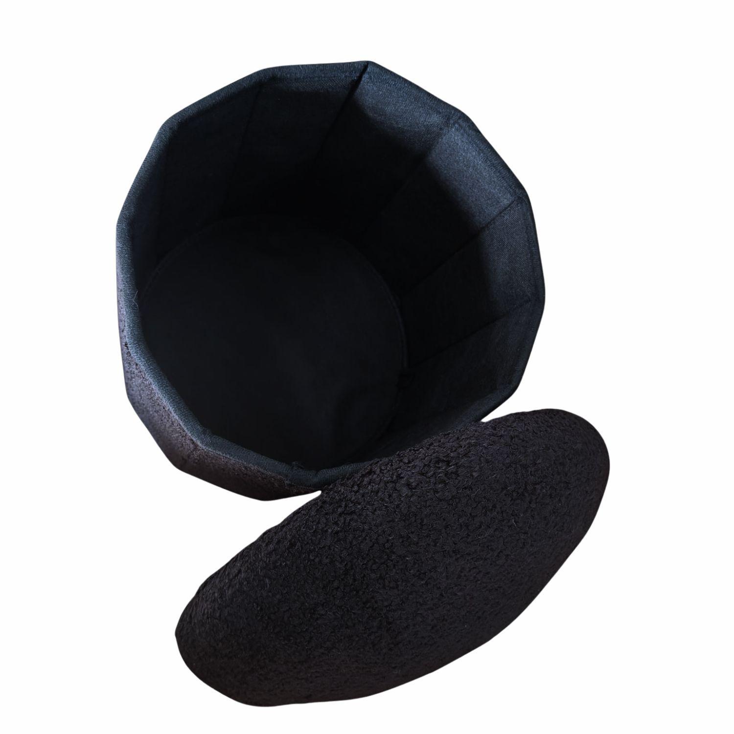 Puff baúl redondo bouclé-3