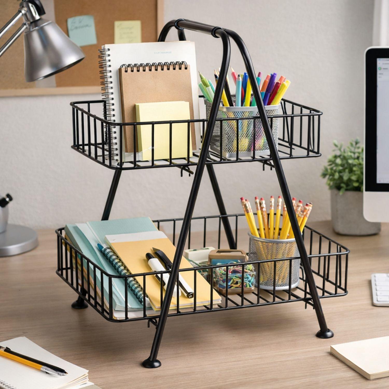 Organizador multiuso canastos 2 niveles metal-5