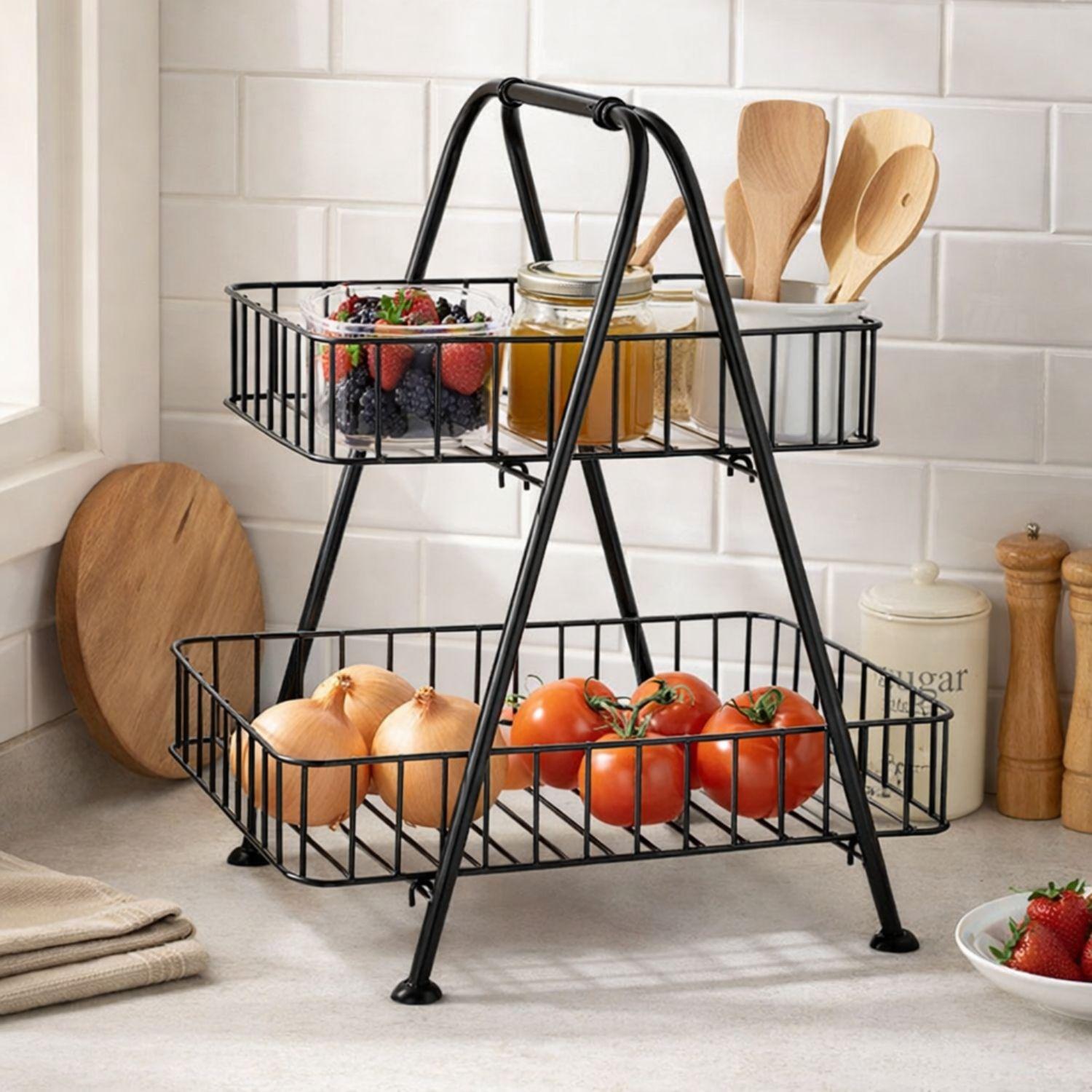 Organizador multiuso canastos 2 niveles metal-6