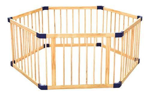Corral portátil de madera hexagonal para niños-4