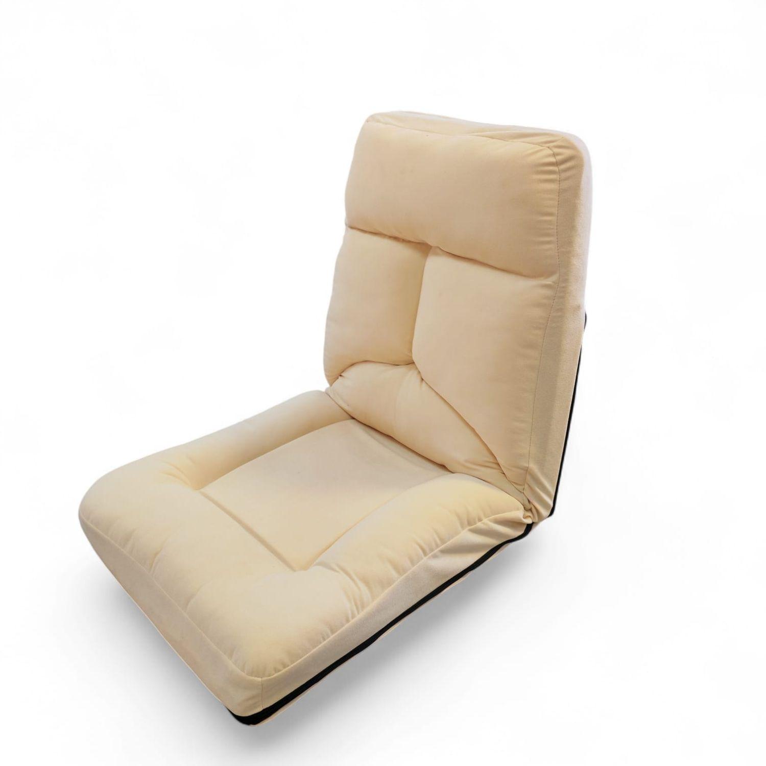 Sofá puff de piso reclinable beige-3