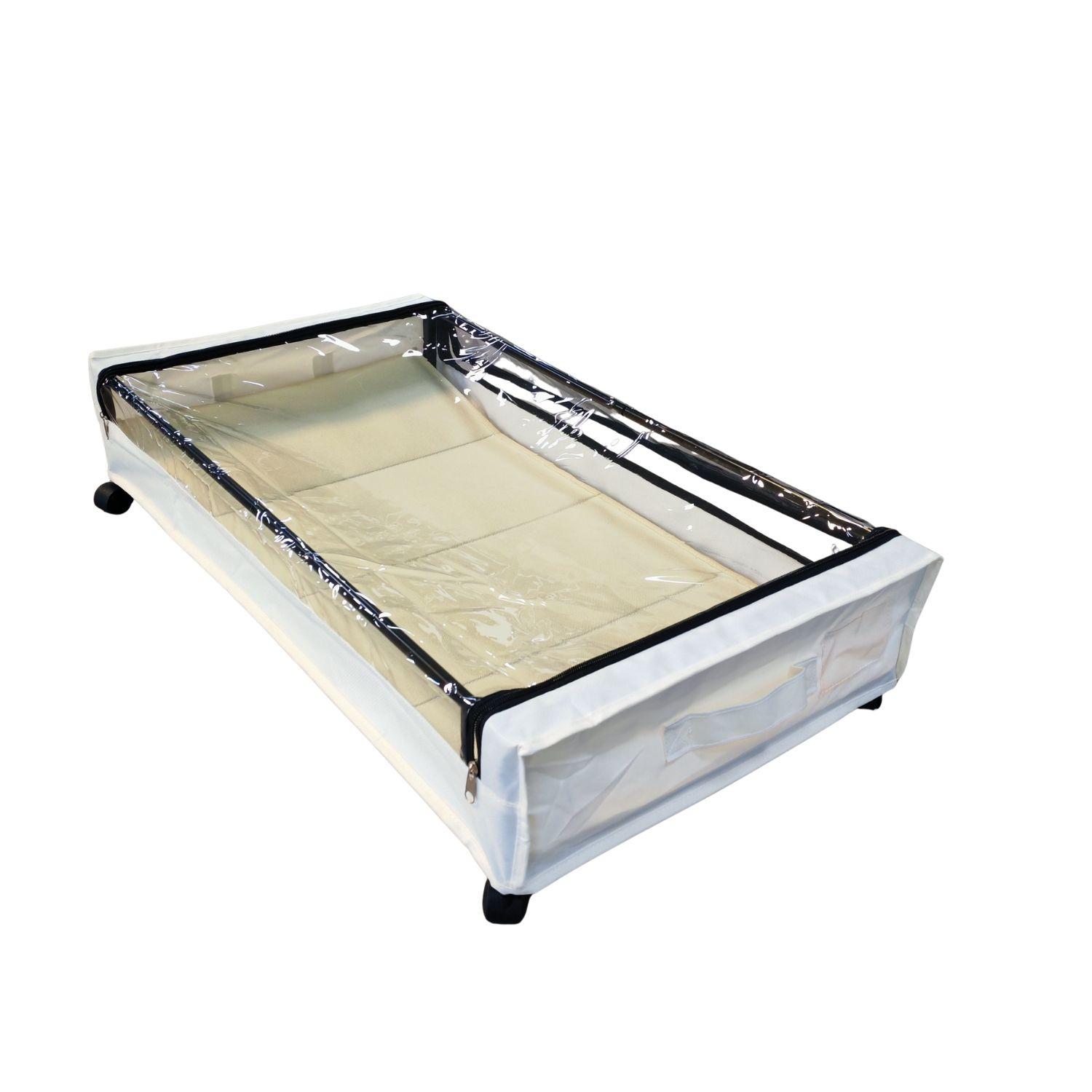 Organizador bajo cama con ruedas beige-2