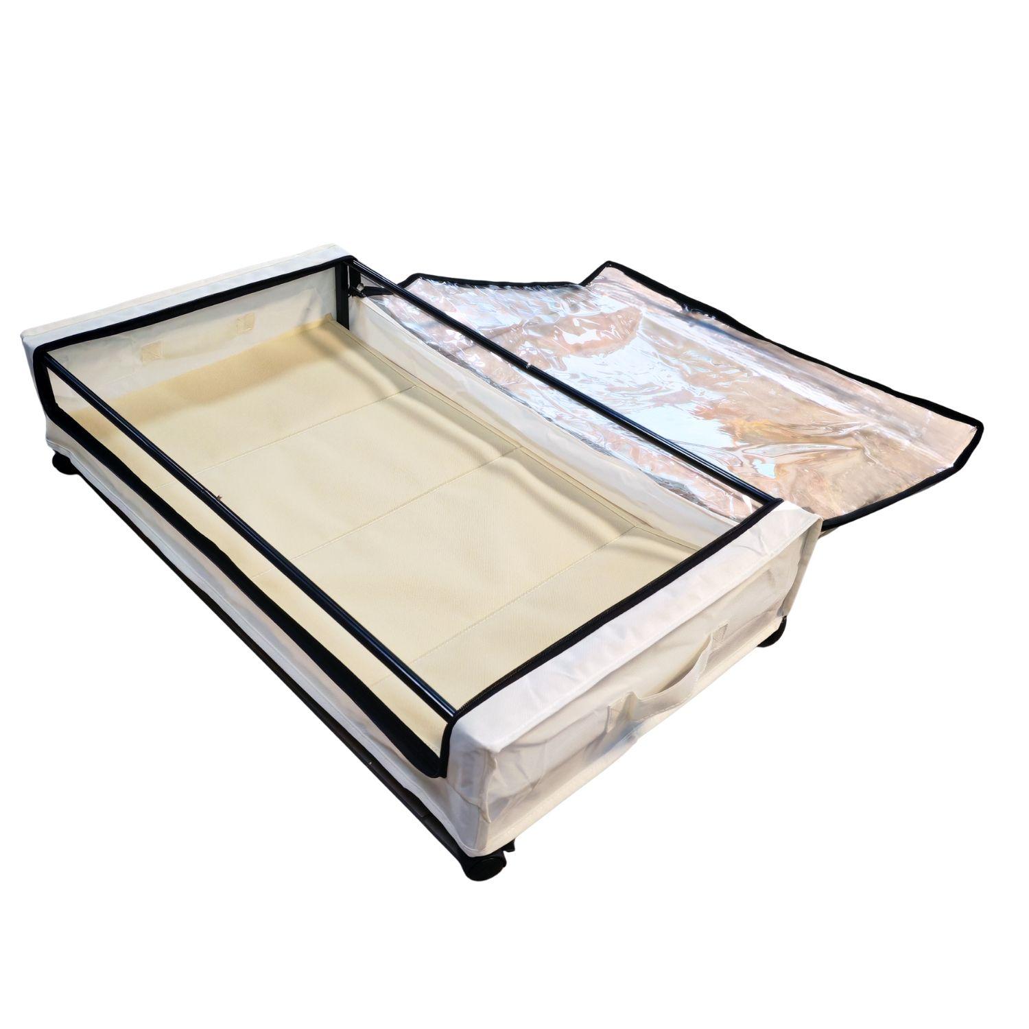 Organizador bajo cama con ruedas beige-3