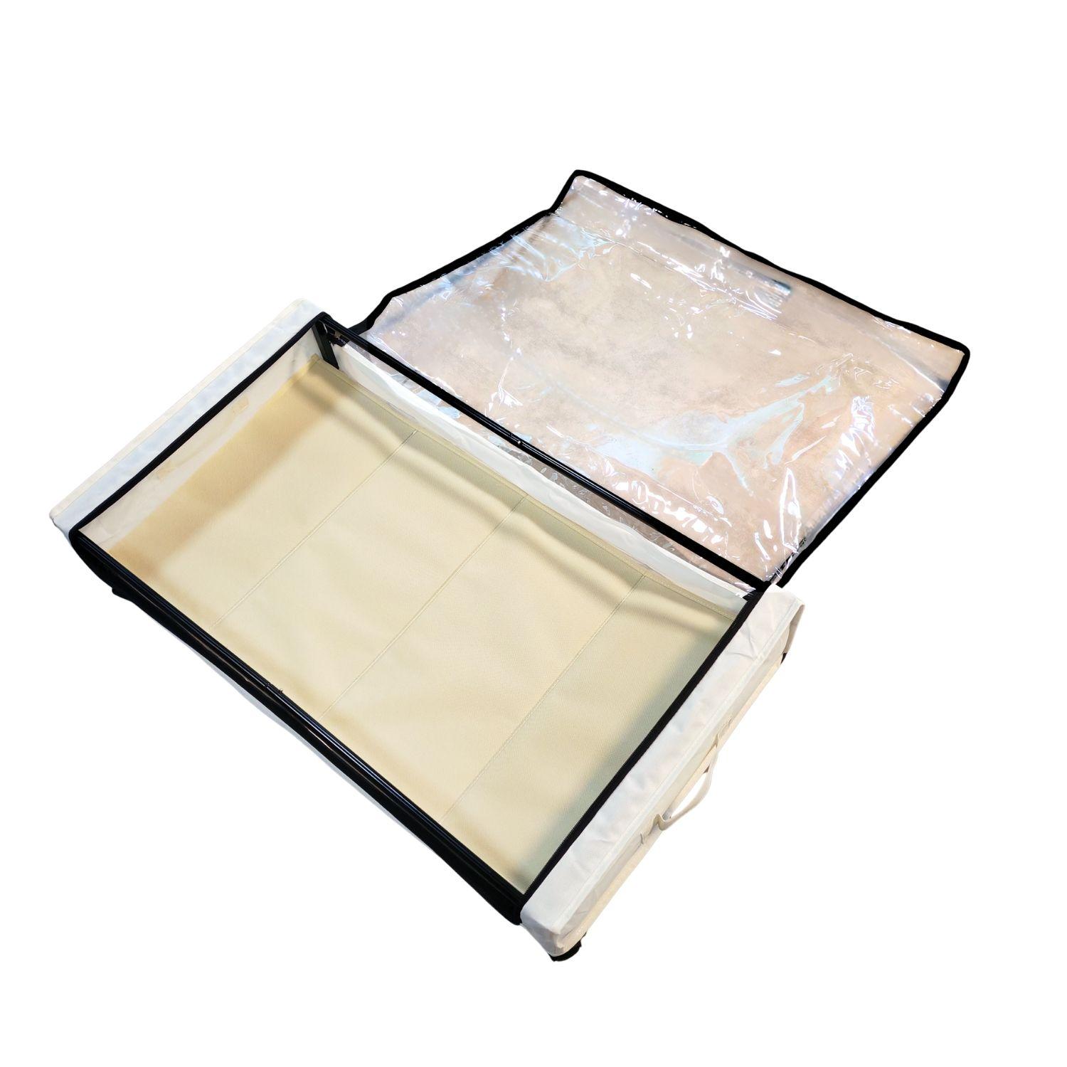 Organizador bajo cama con ruedas beige-4