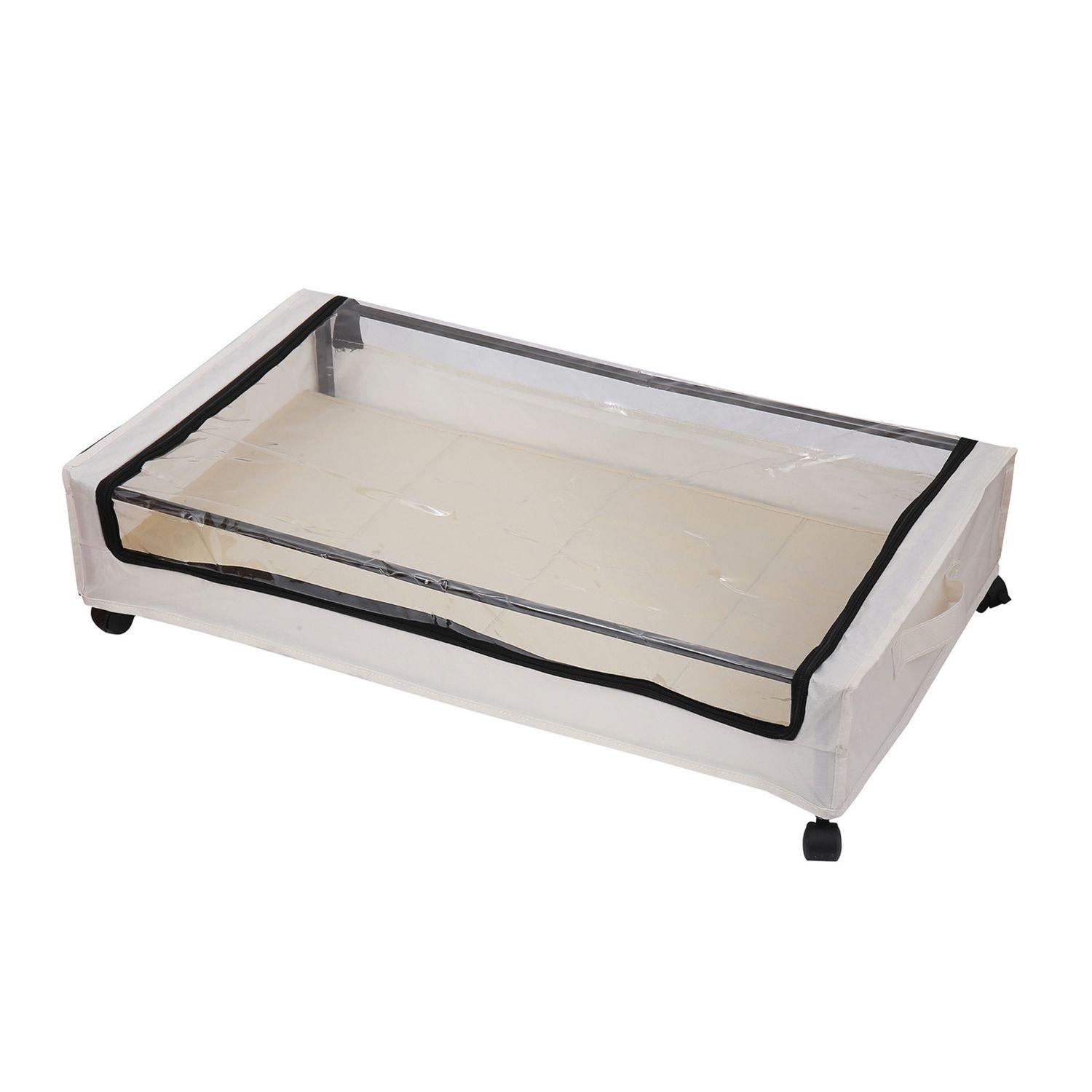 Organizador bajo cama con ruedas beige-1