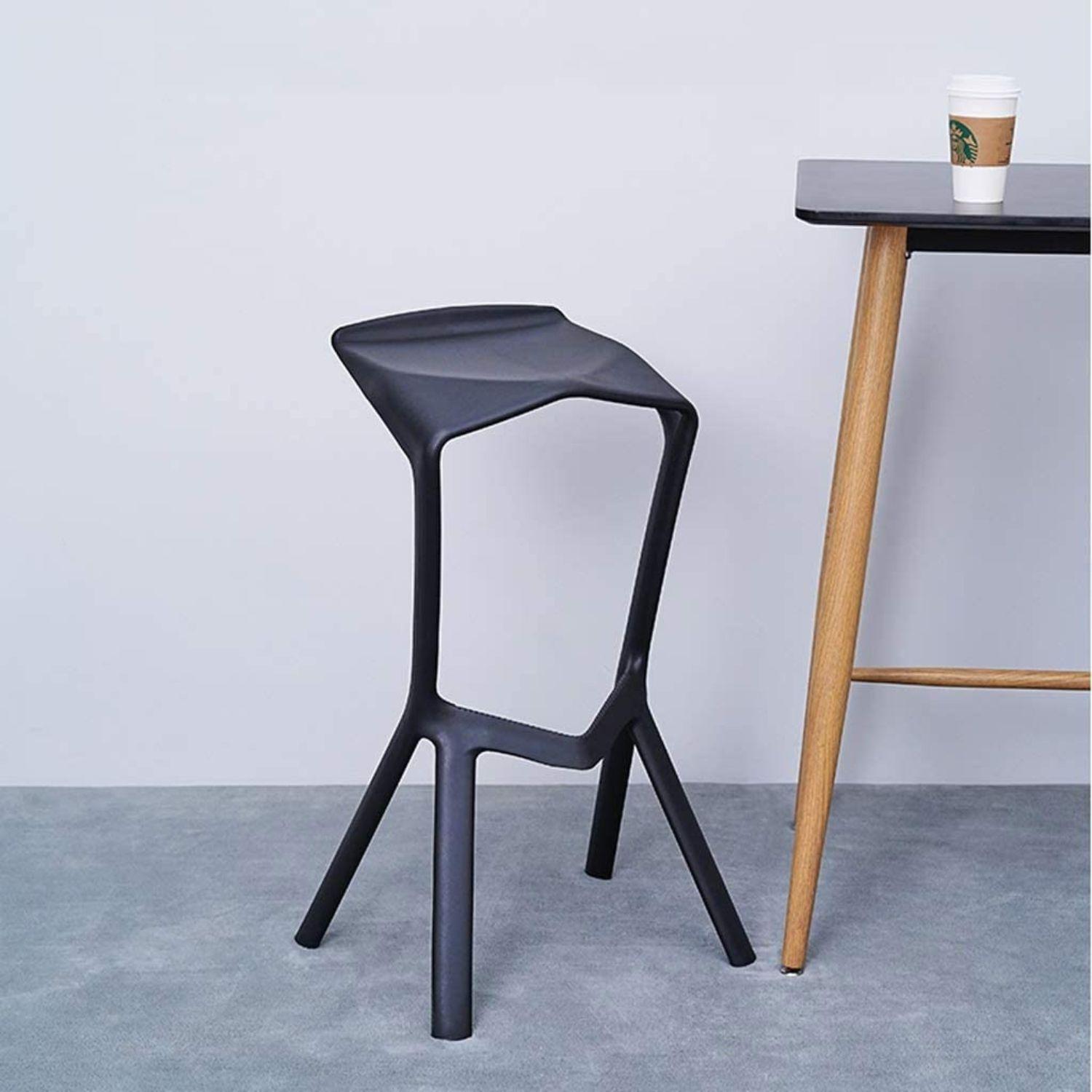 Silla taburete bar apilable negro 51x42x81cm-5