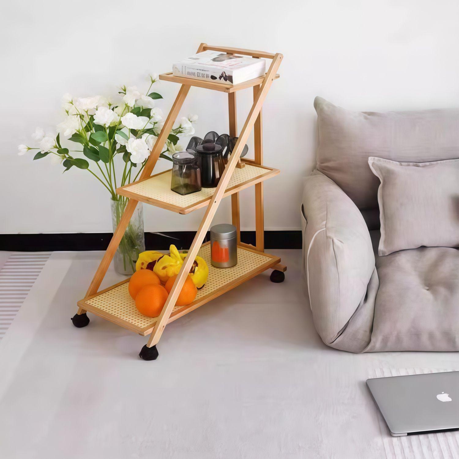 Mesa auxiliar ratán 3 niveles con ruedas-2