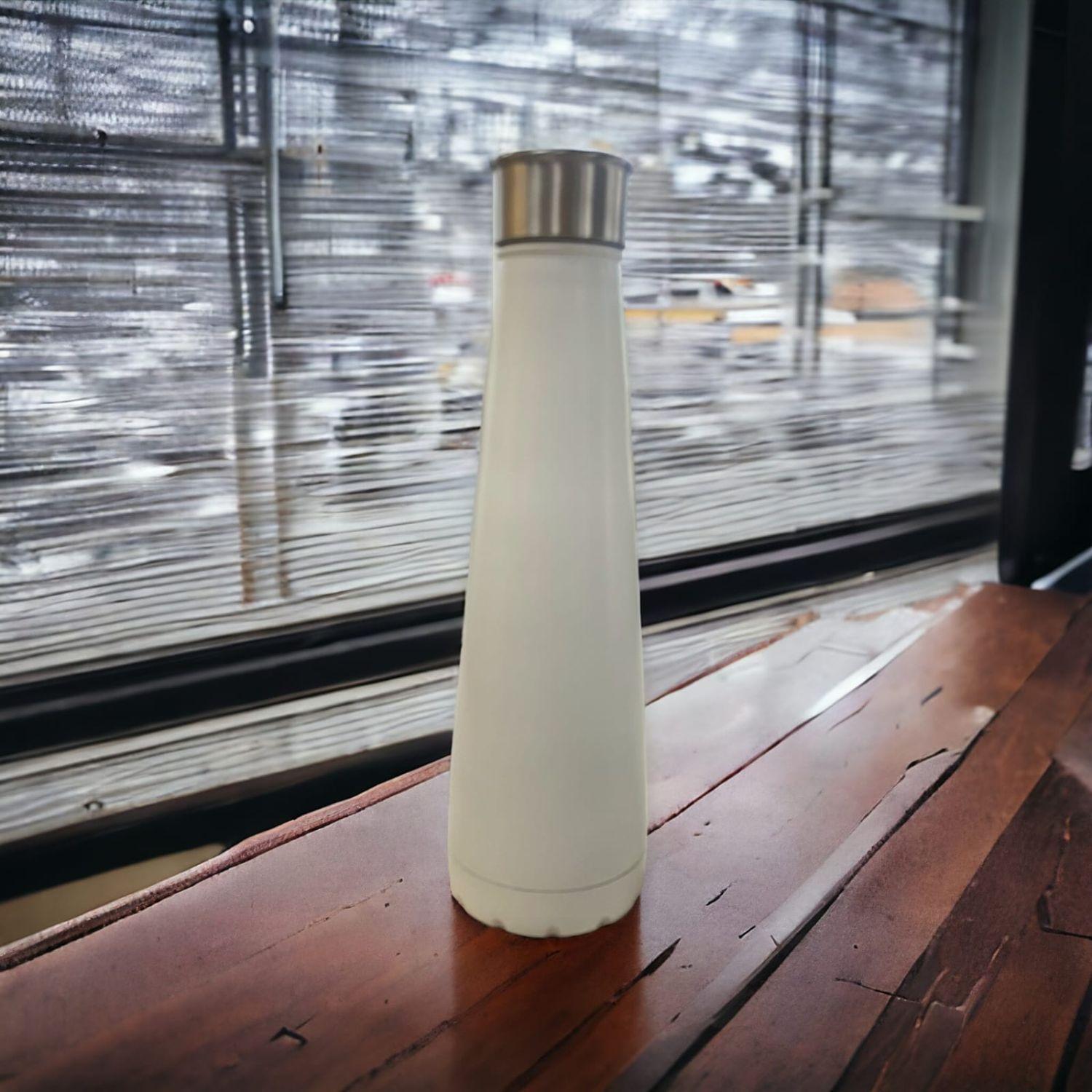 Botella térmica de acero inoxidable blanco-3
