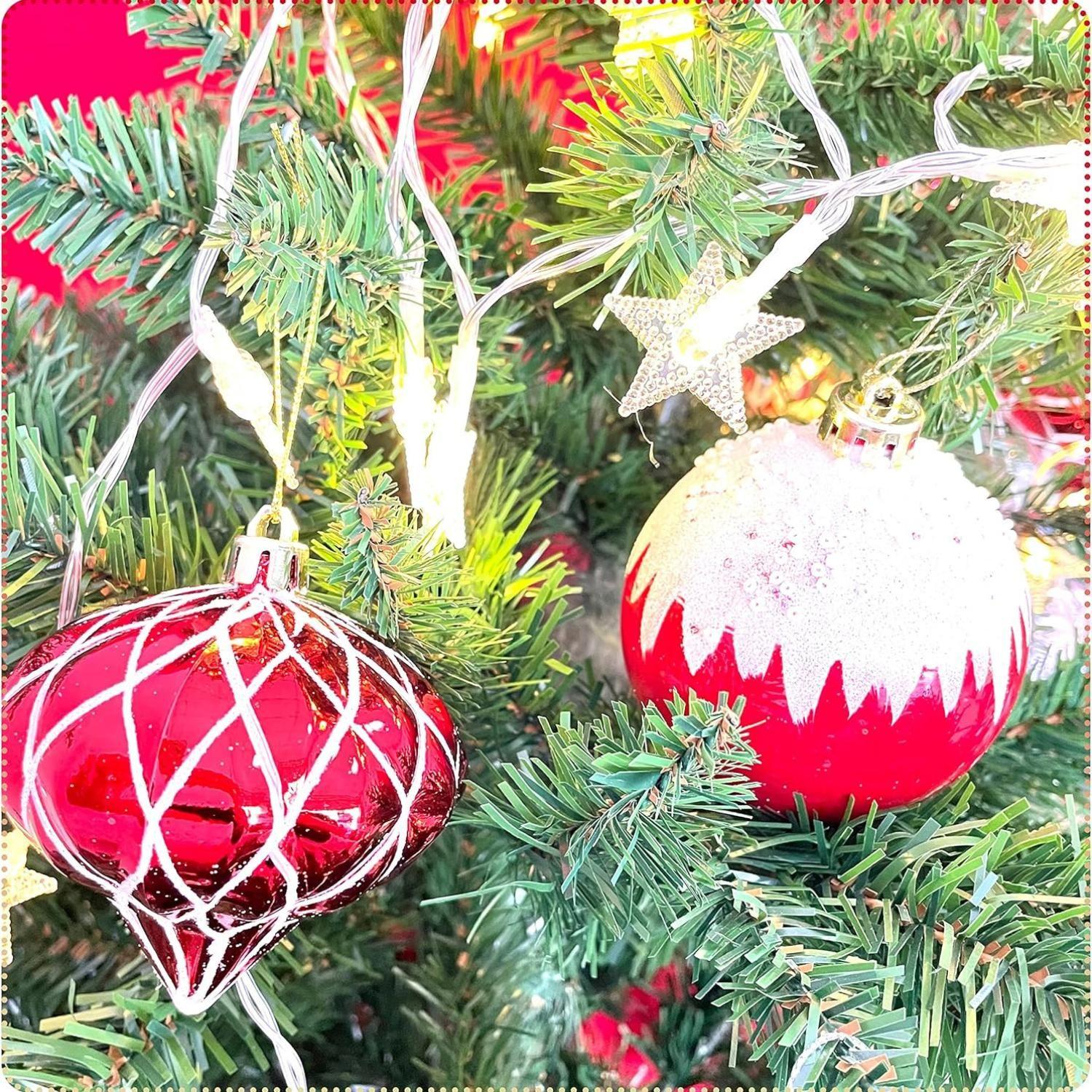 Set 50 adornos navideños blanco/rojo-2