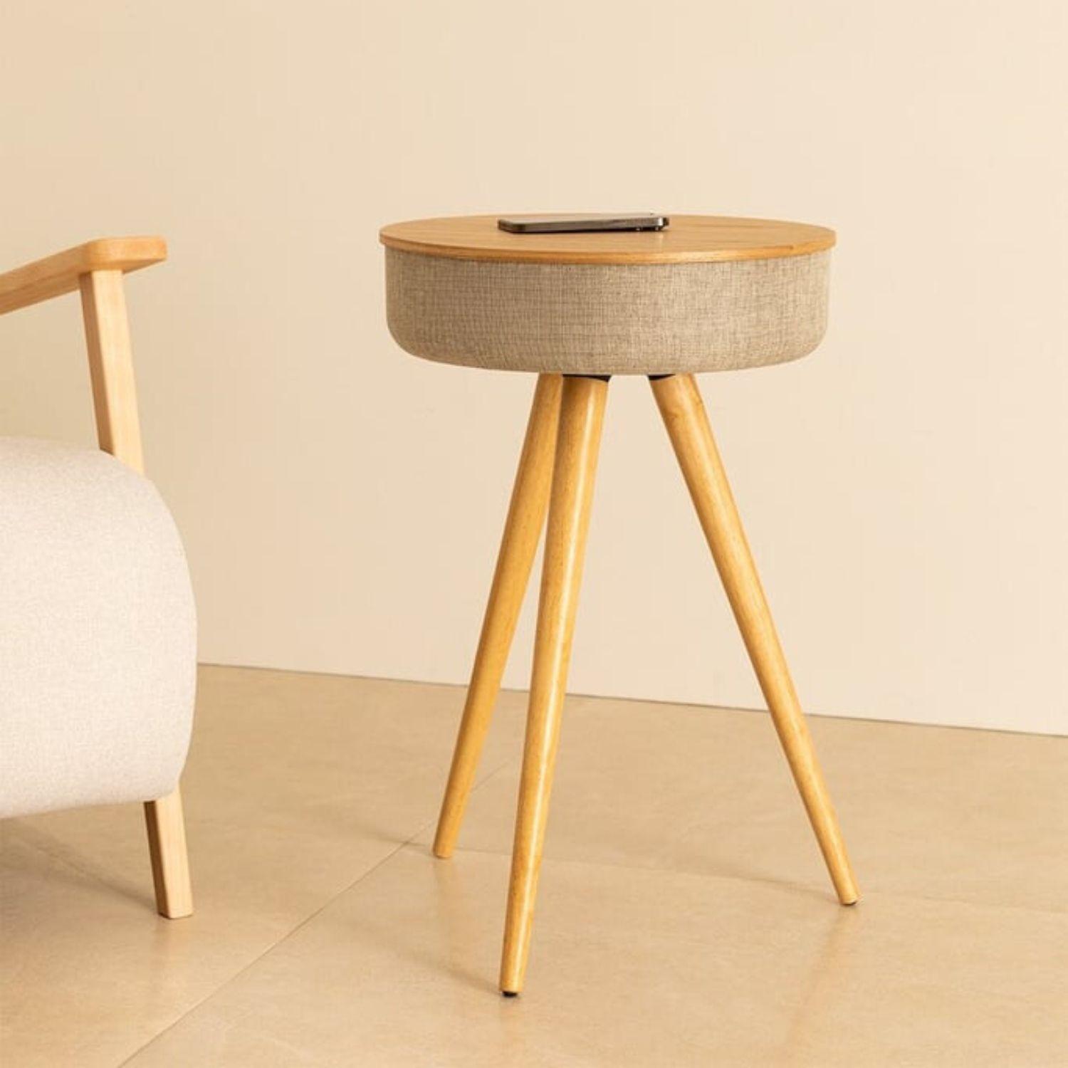 Mesa Nórdica con parlante y cargador inalámbrico-4