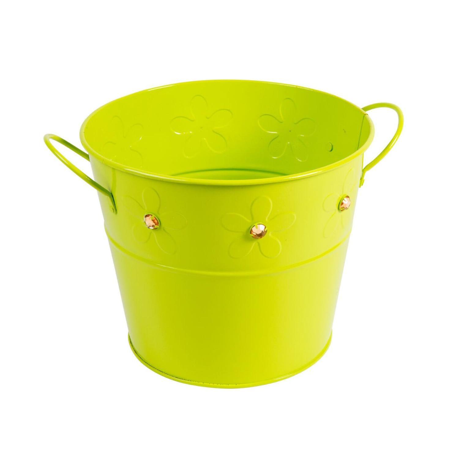 Balde de latón verde con gemas-0