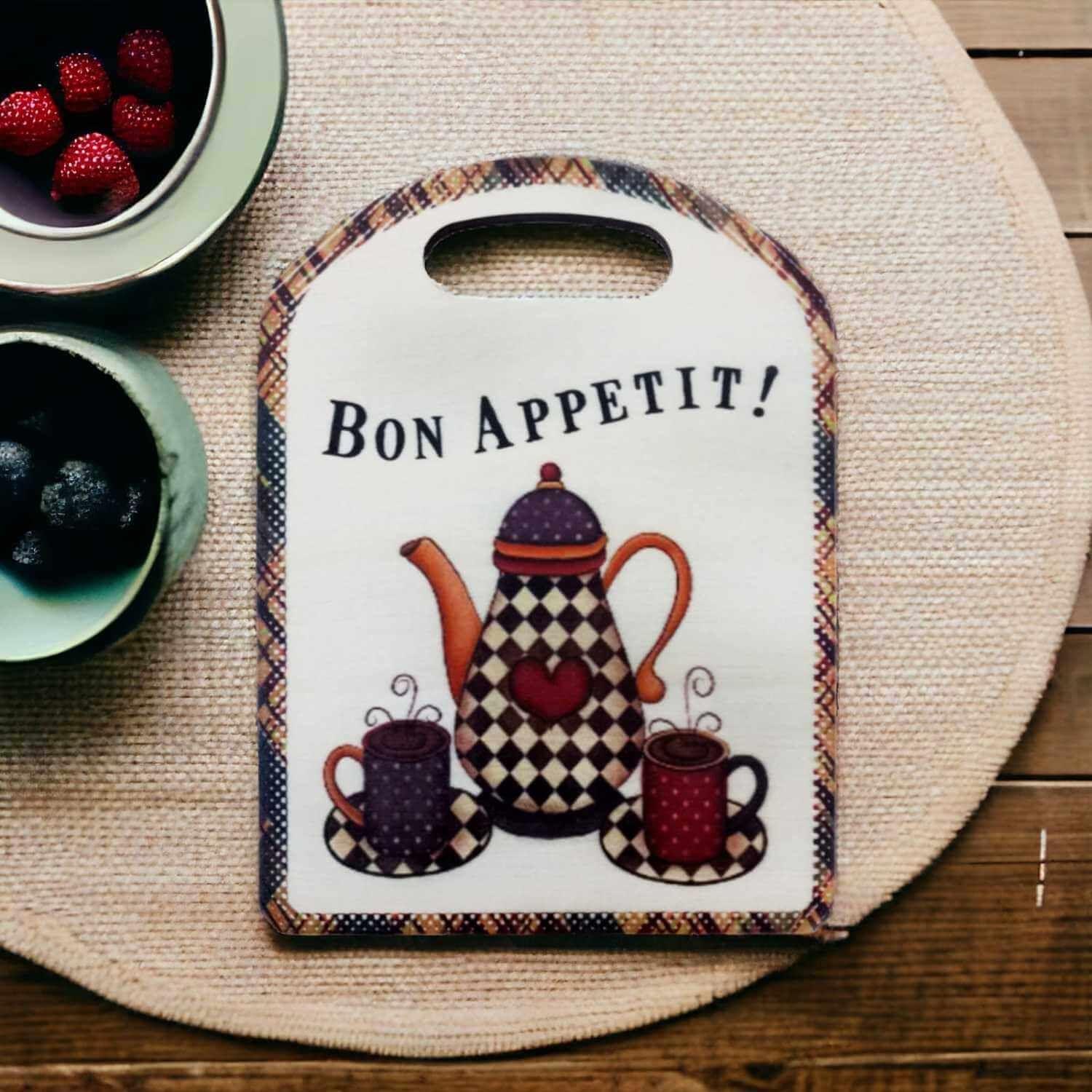 Tabla para cocktail madera 22x16 cm bon appetit corazón-1