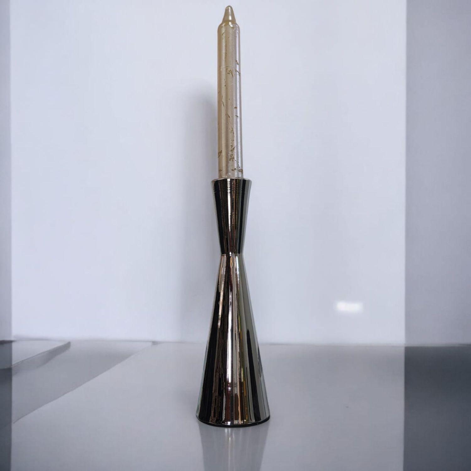 Candelabro de metal plateado 19 cm-2