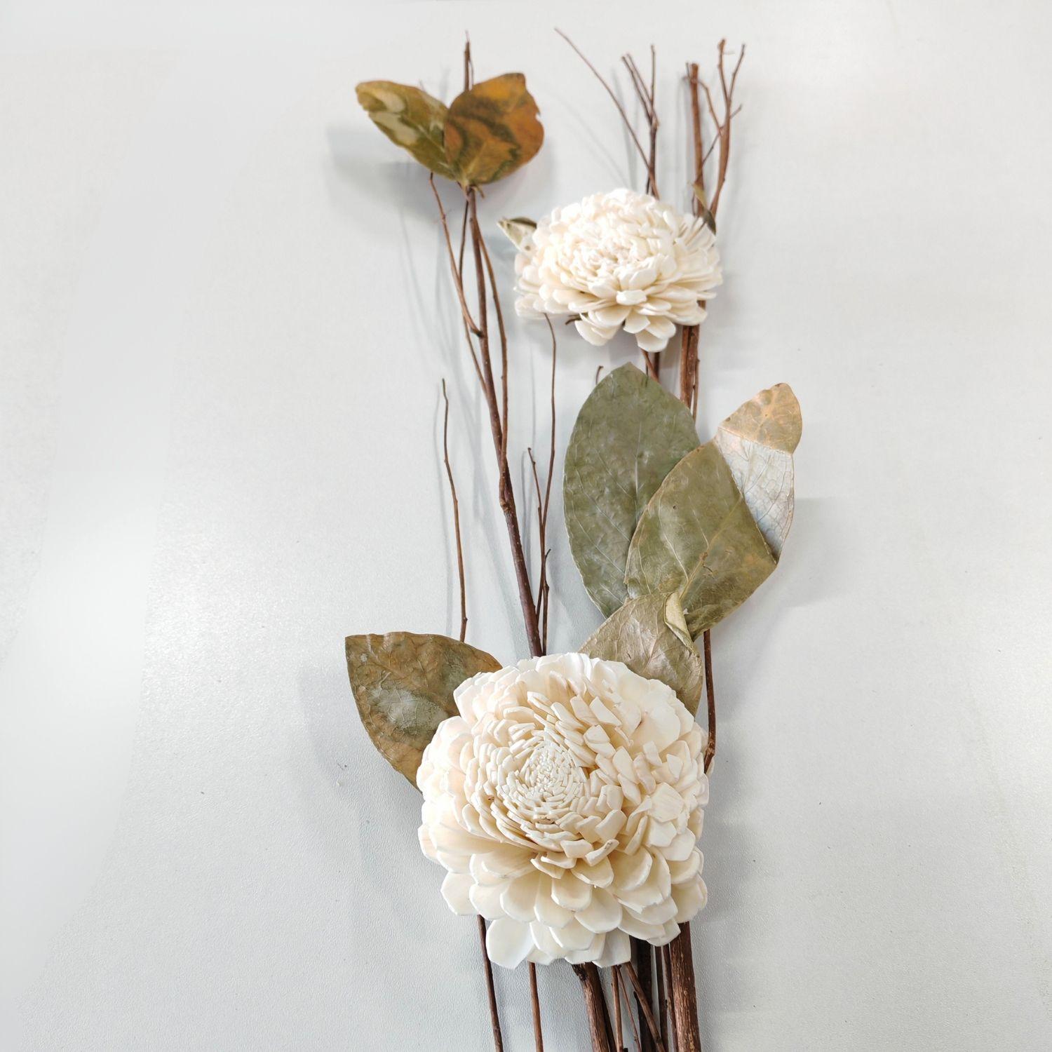 Ramo varas mix flores preservado crema 90 cm-2