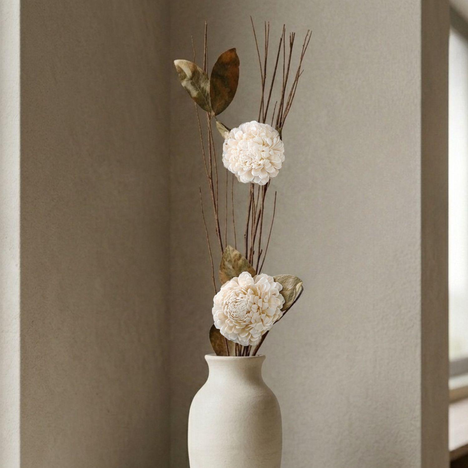 Ramo varas mix flores preservado crema 90 cm-5