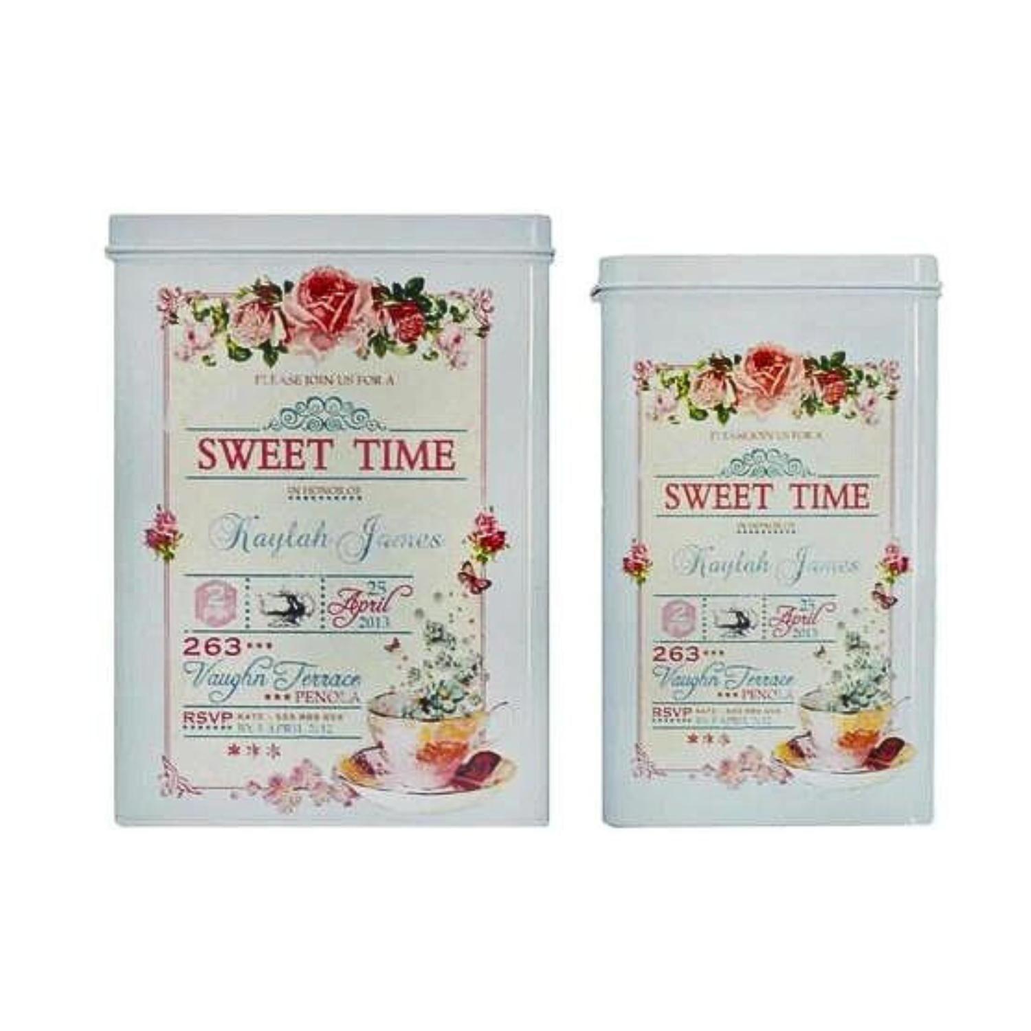 Set de 2 canister metalicos diseño sweet time-0