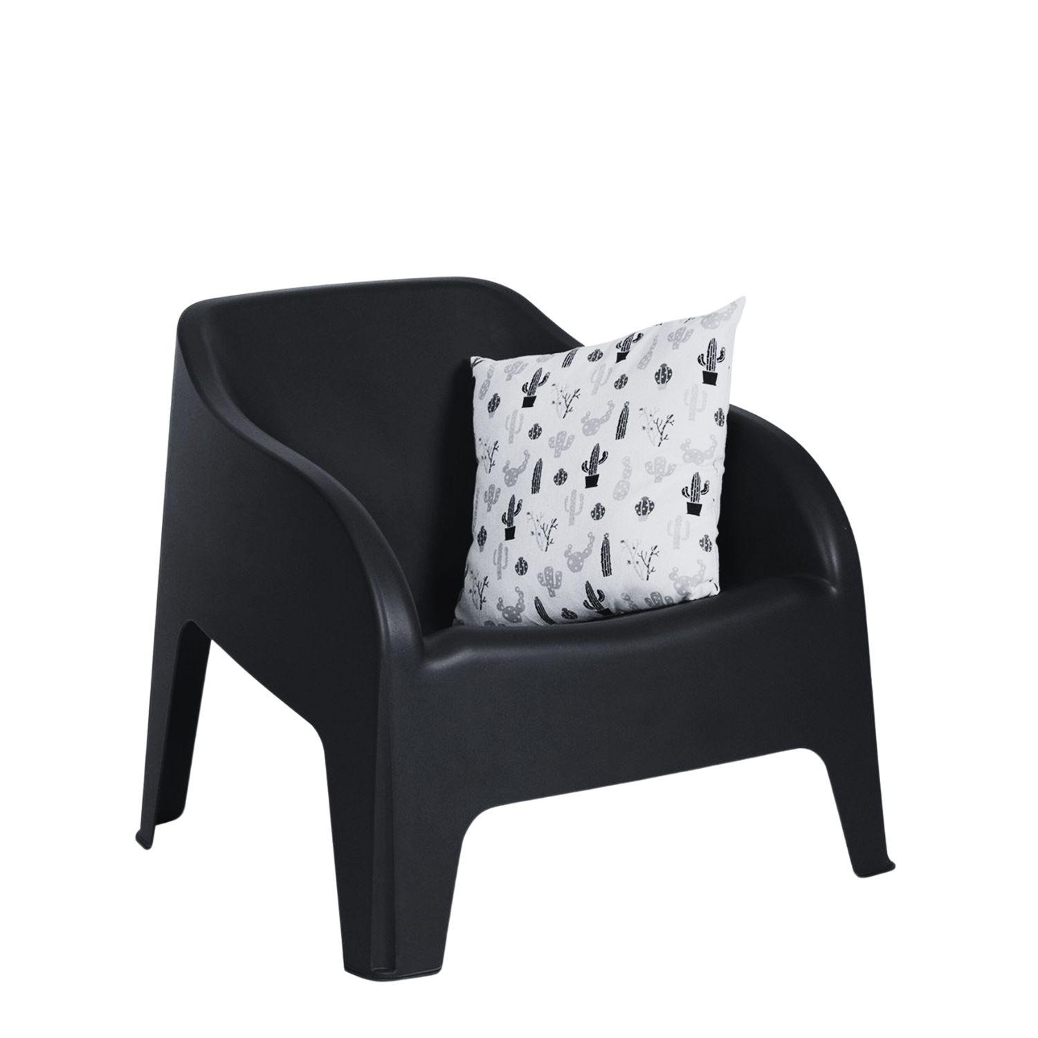 Silla poltrona italiana resina grafito 79x76,5x70 cm-0