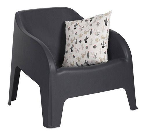 Silla poltrona italiana resina grafito 79x76,5x70 cm-7