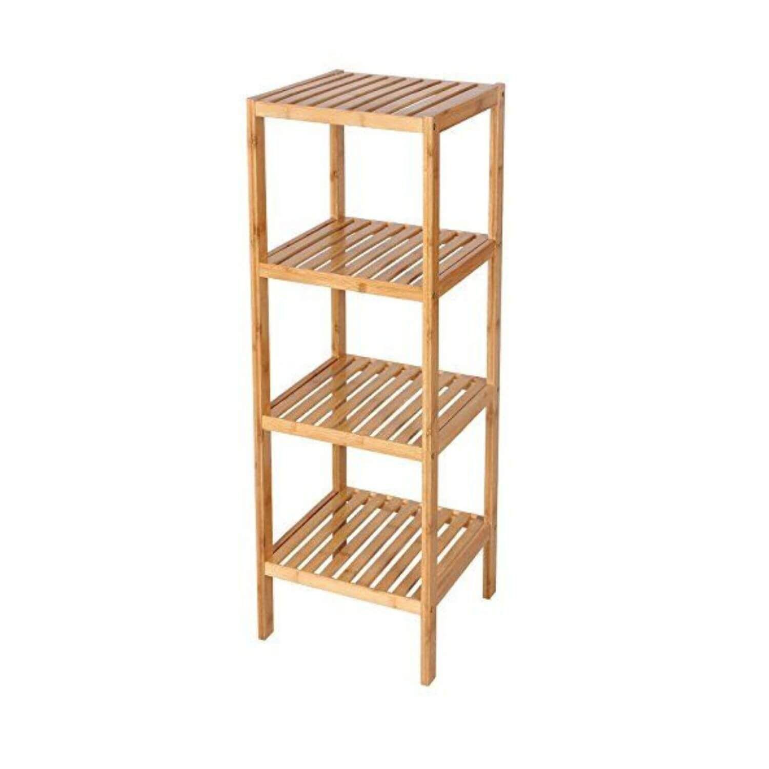 Estante cuadrado de bambú 4 niveles 110x36x33 cm-0