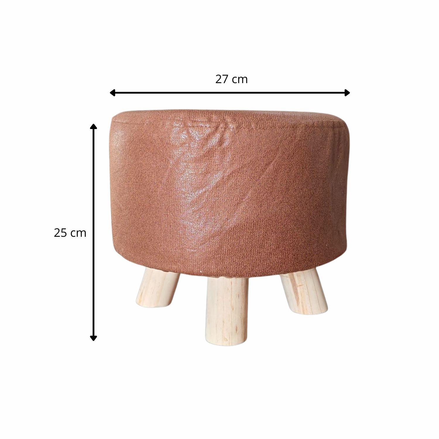 Mini puff redondo tela café-2