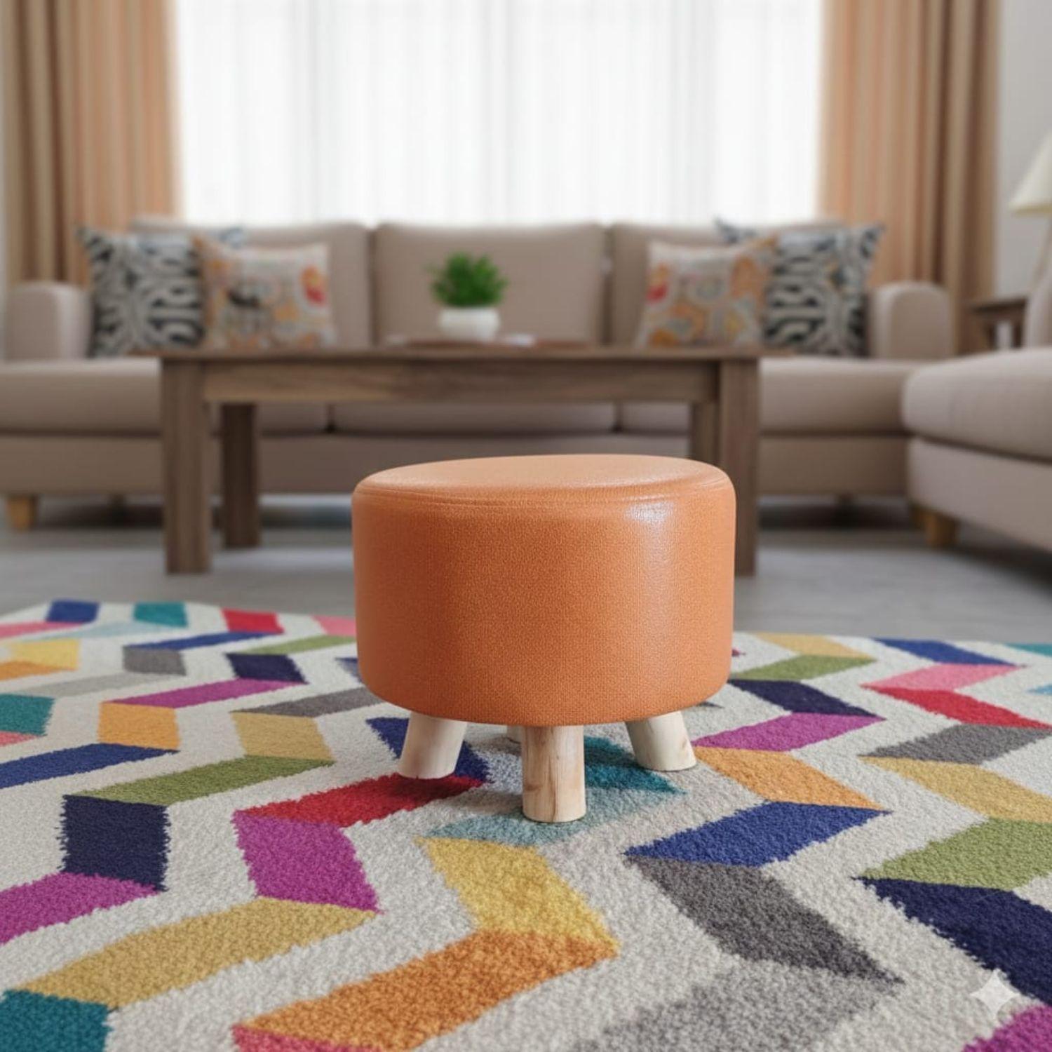 Mini puff redondo tela naranjo-2