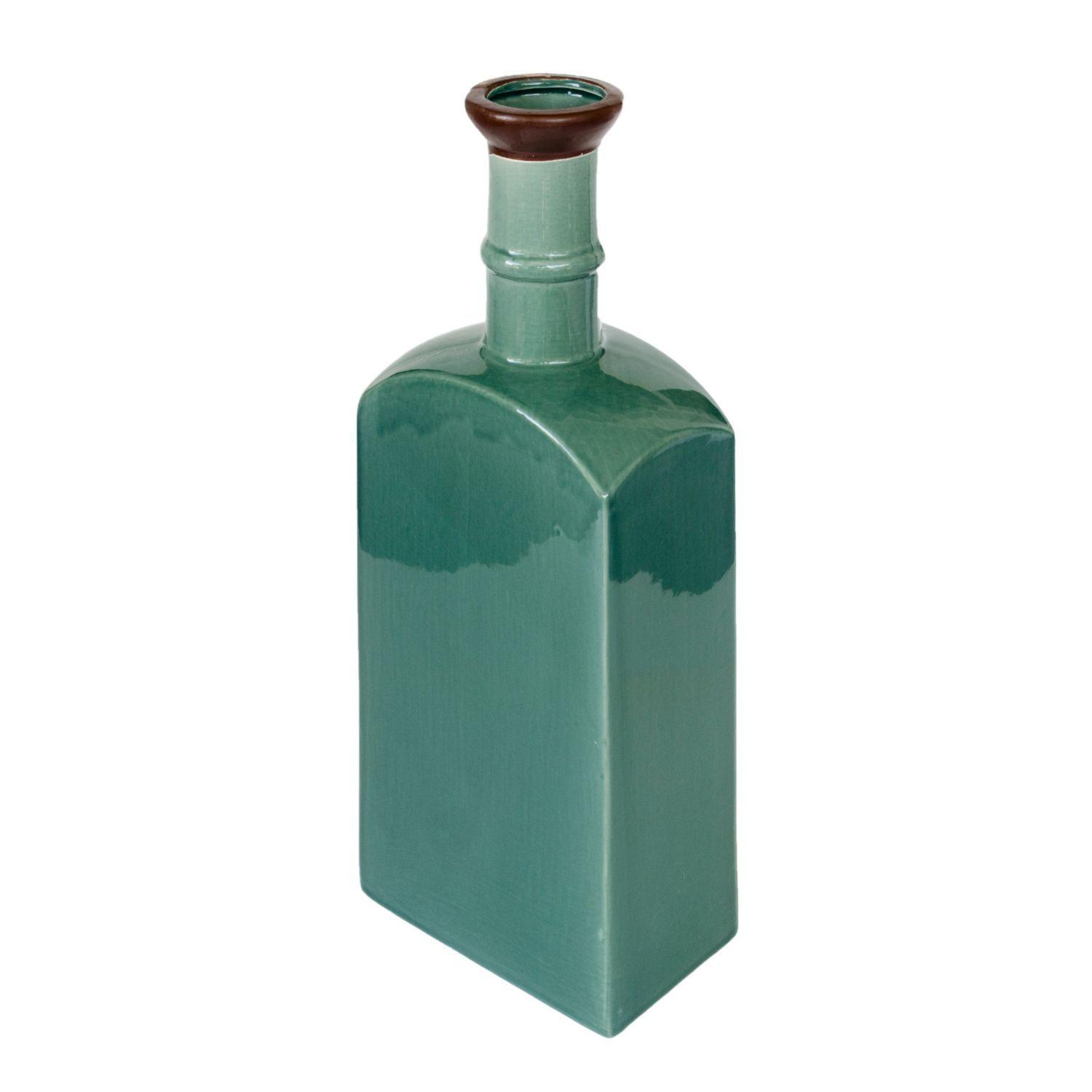 Botella decorativa de cerámica turquesa 36x13 cm-1